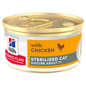 Hill's Mature Adult Sterilised Cat nat kattenvoer met kip (mousse) blik 1 tray (12 x 85 g)