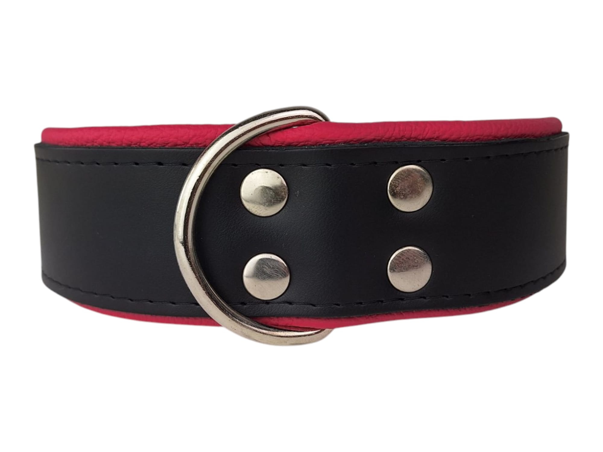 Leren hondenhalsband zwart / roze