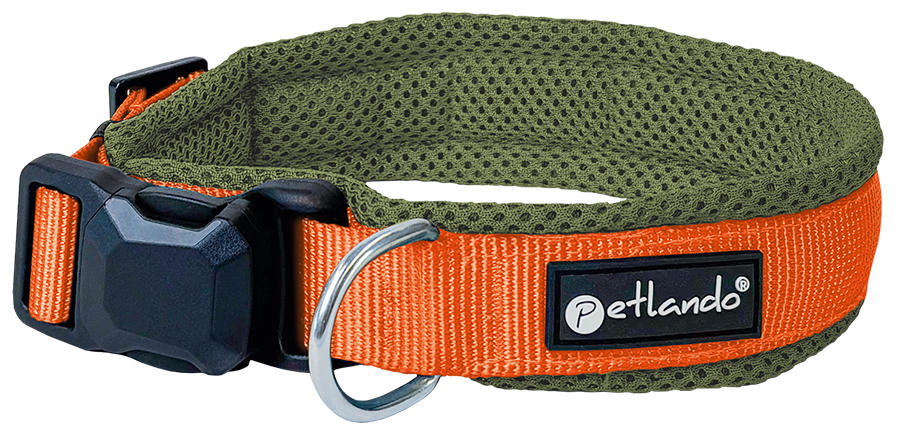 Petlando - Magnetech Halsband Olijfgroen/oranje