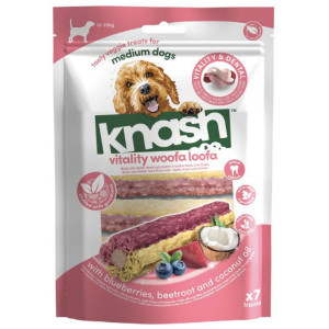 Knash Vitality Woofa Loofa Sticks met bosbessen, rode biet en kokosolie hondensnack M - 1 x 7 sticks