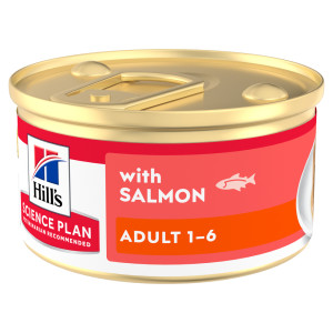 Hill's Adult nat kattenvoer met zalm (mousse) blik 1 tray (12 x 85 g)