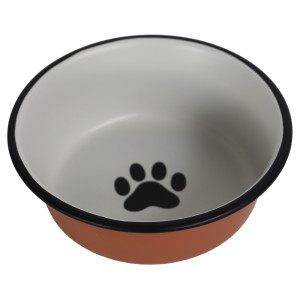 RVS eetbak terracottalook voor hond en kat 20 cm