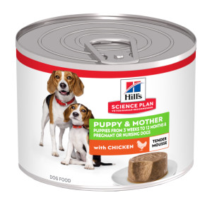 Hill's Puppy & Mother nat hondenvoer met kip (mousse) blik 12 x 200 g