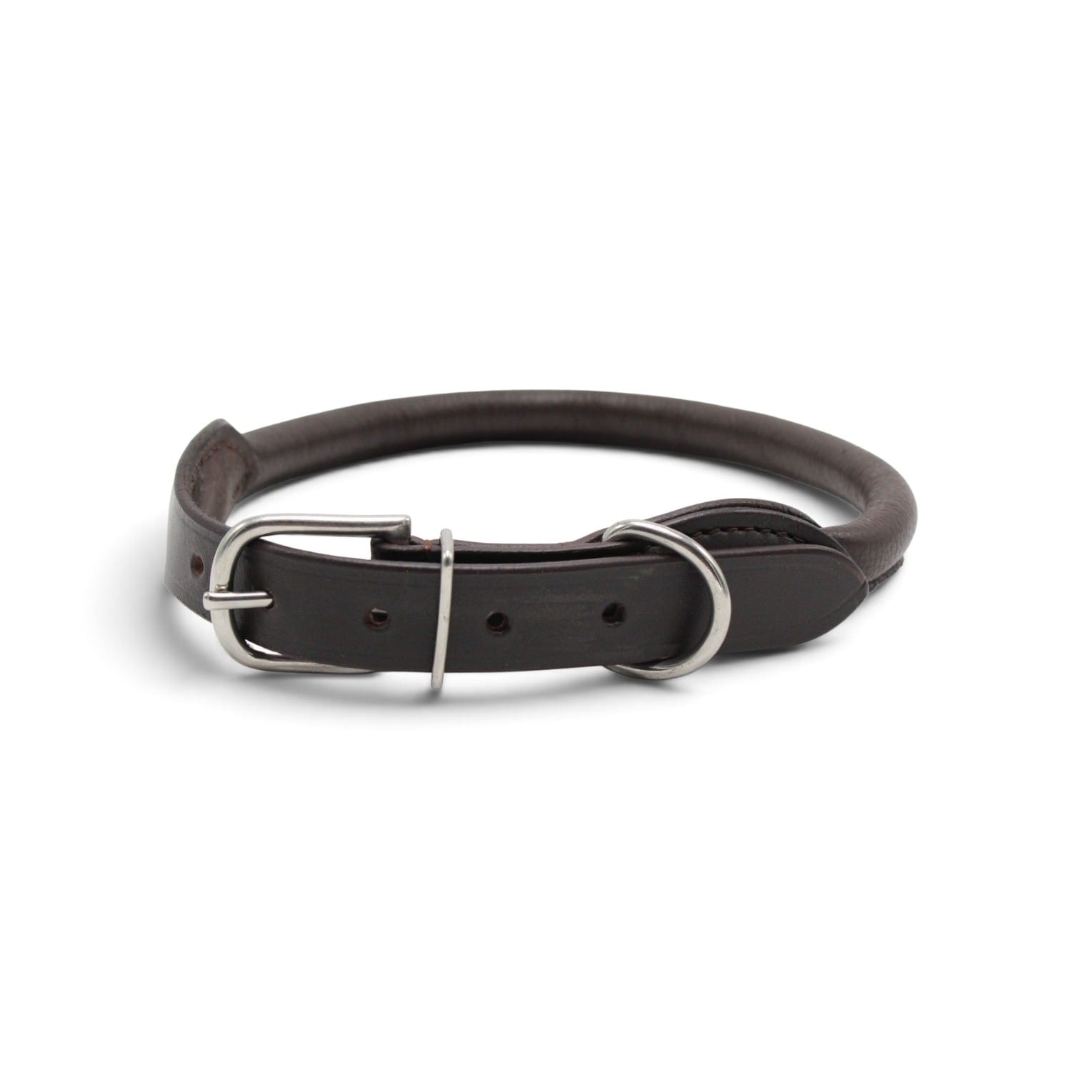 Dog's Companion® Leren hondenhalsband bruin rond