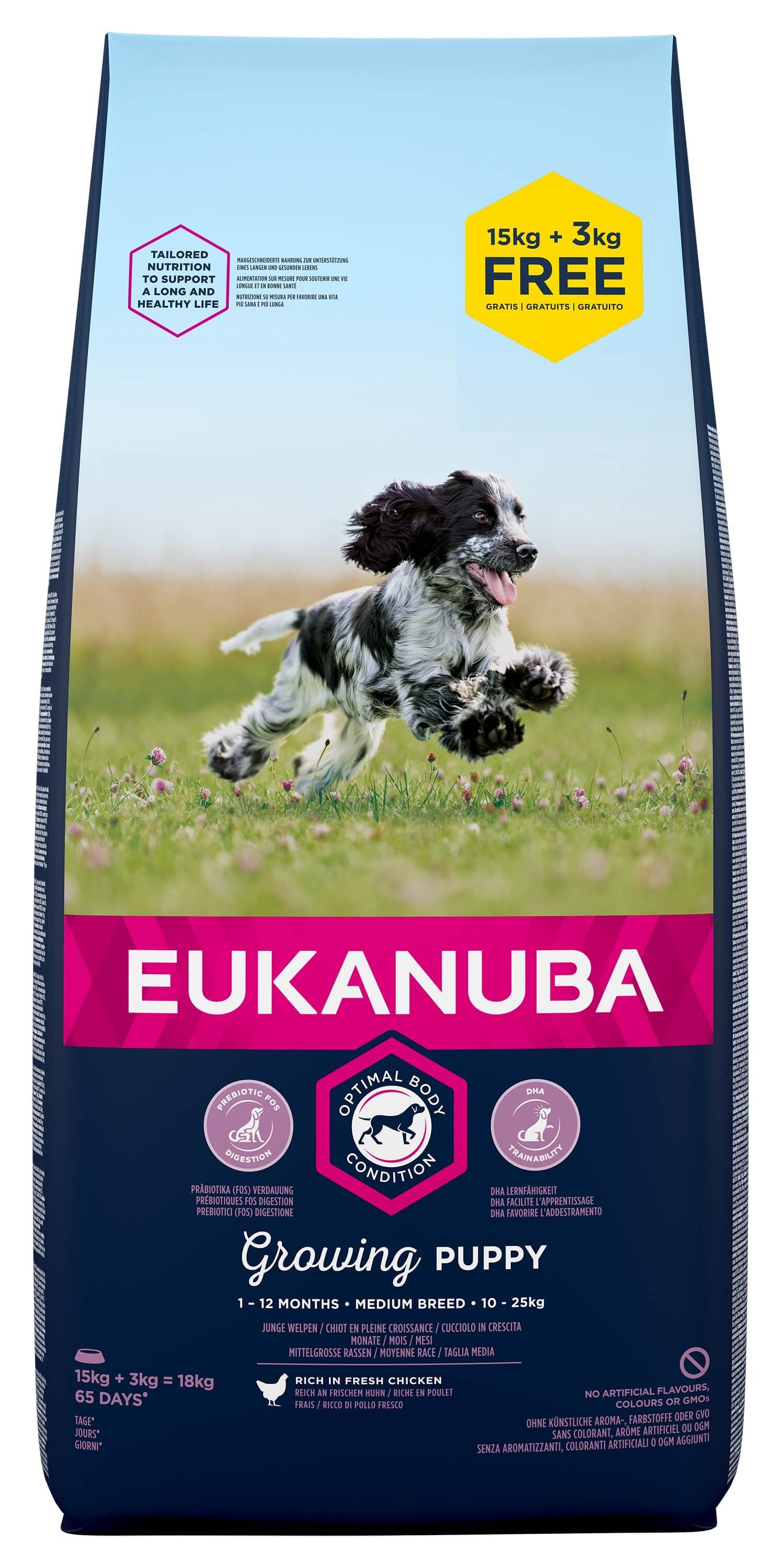 Eukanuba Puppy Medium kip hondenvoer 15 + 3 kg