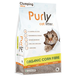 Purly Organic Ultra Clumping maisvezel kattenbakvulling 6 x 5 liter