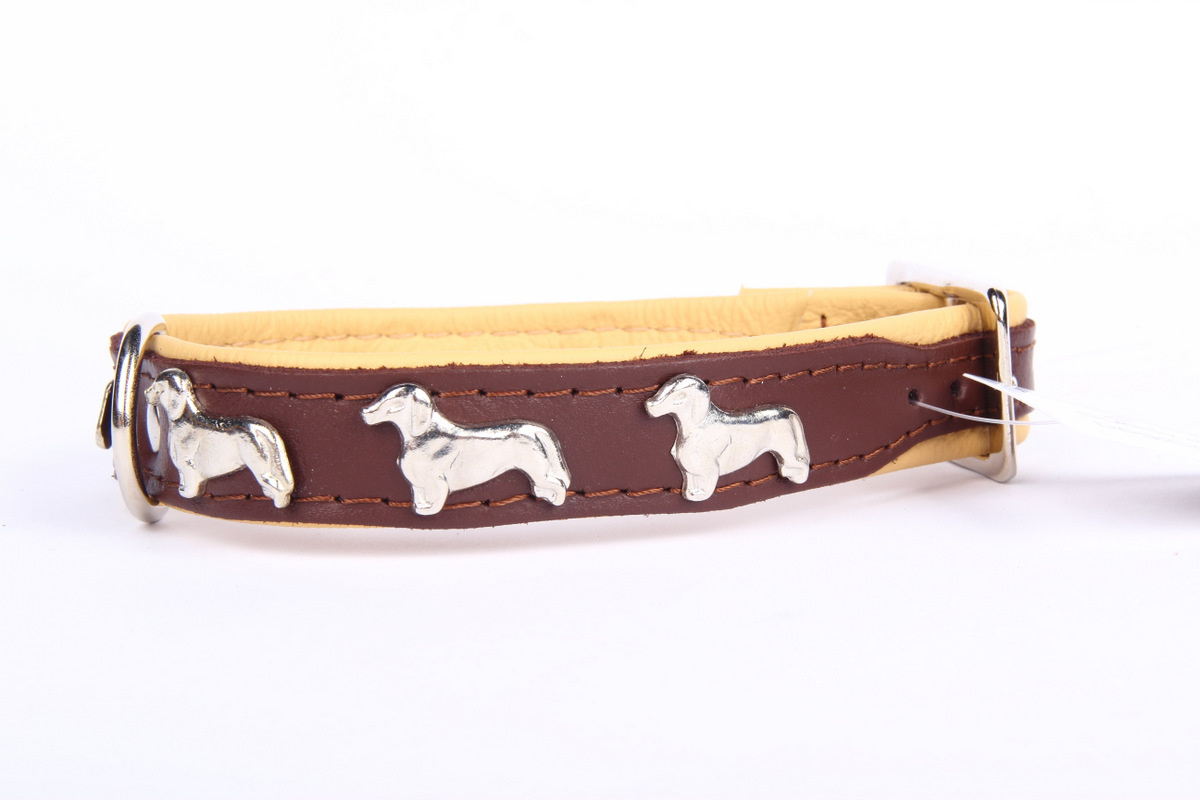 Leren halsband Kaninchen Teckel (klein) bruin / naturel