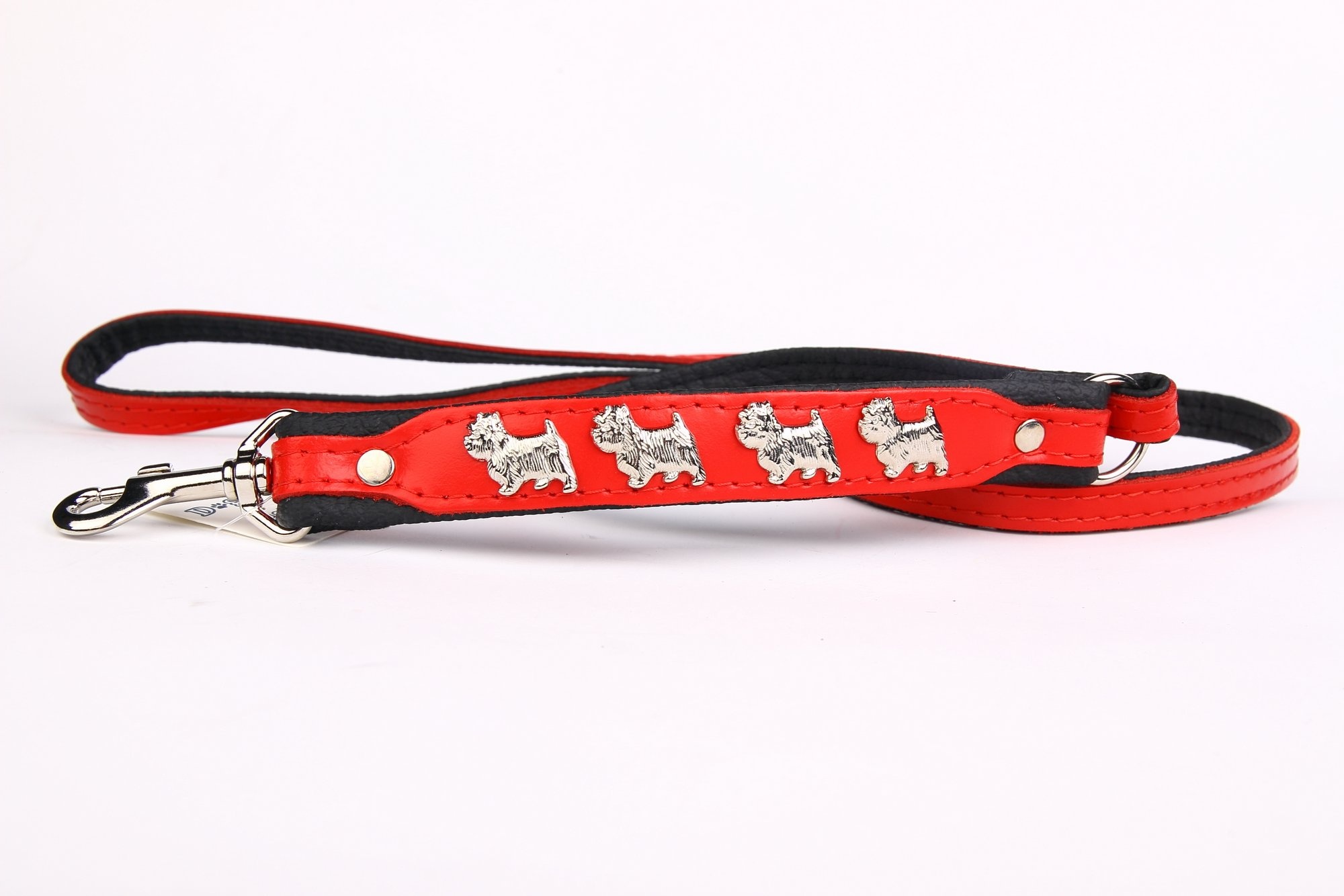 Leren hondenriem Westie rood