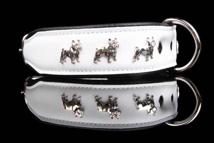Leren halsband Franse Bulldog