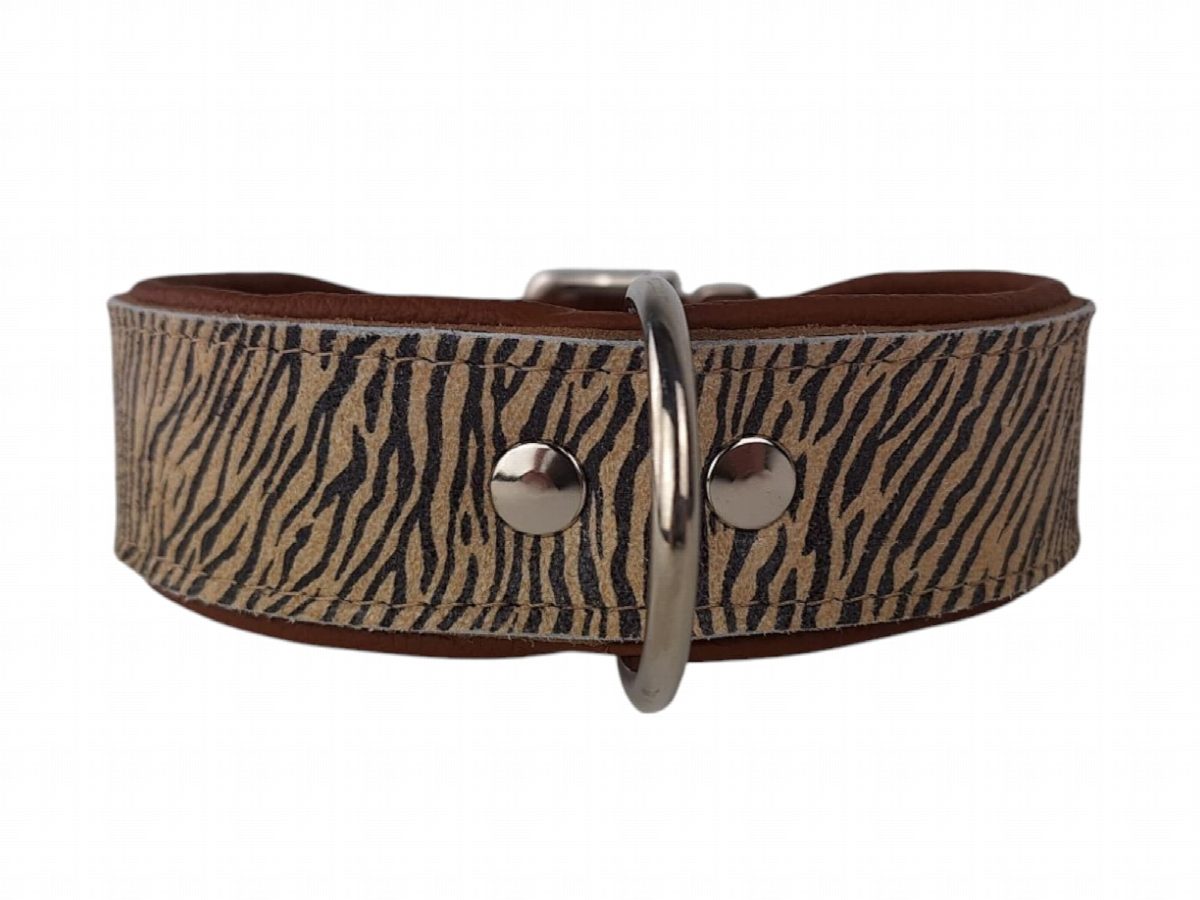 Leren hondenhalsband tijger