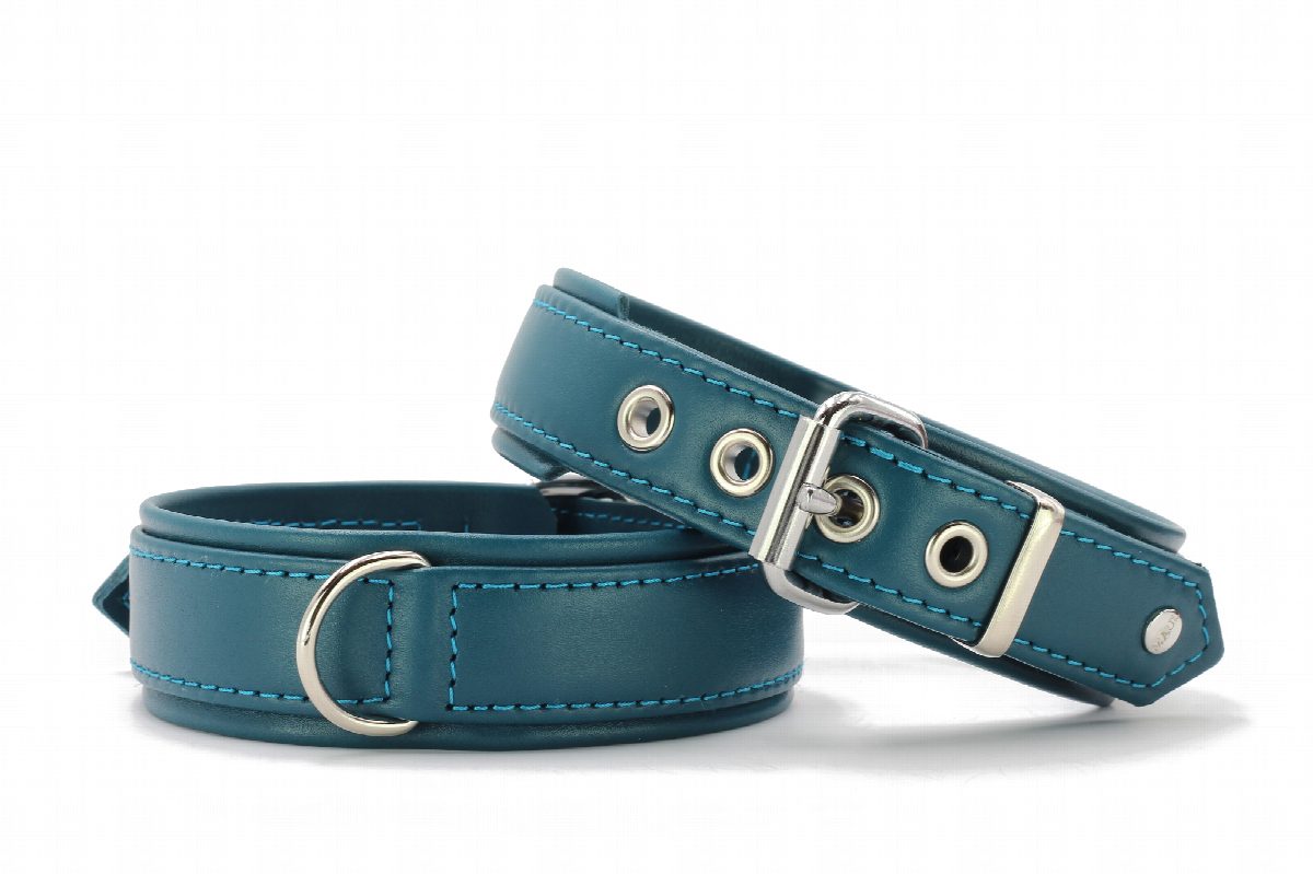 Leren halsband Exclusiv Tropical, octaan/zilver, 60 cm / 35 mm