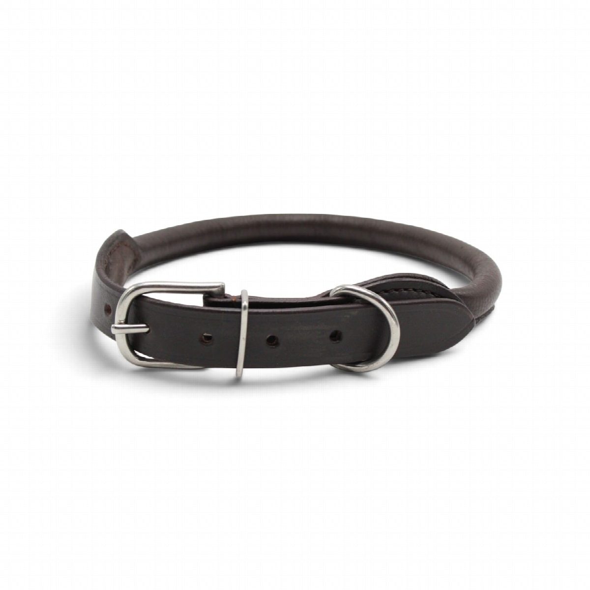 Dog's Companion® Leren hondenhalsband bruin rond