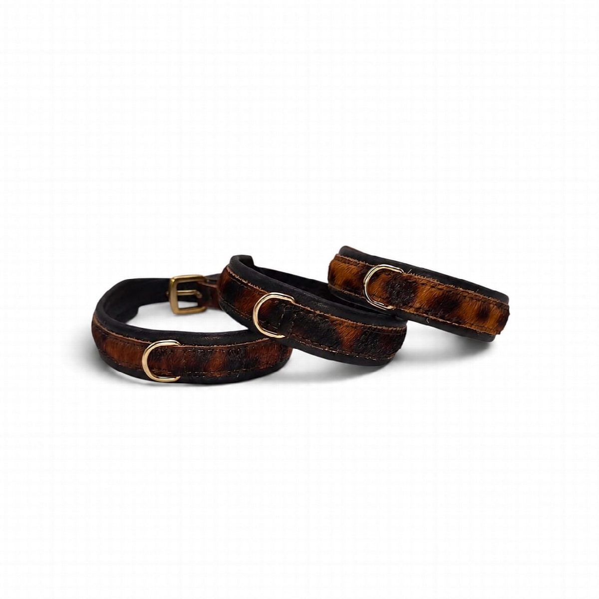 Leren halsband mini Afrika, luipaard/goud
