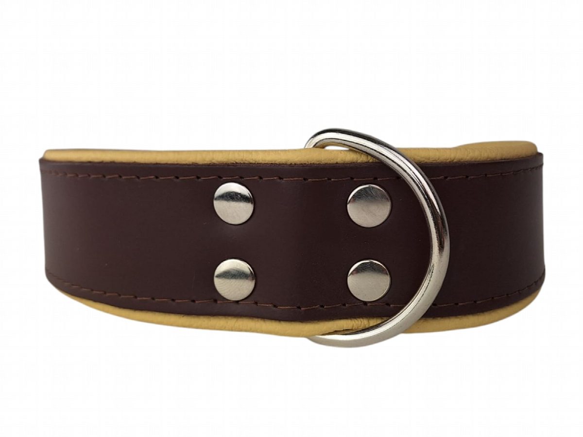 Leren hondenhalsband bruin / naturel