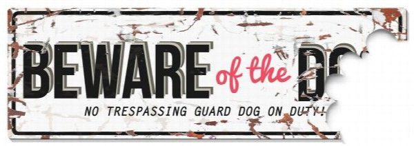 D&D - Waarschuwingsbord Beware of the Dog (wit/rood)