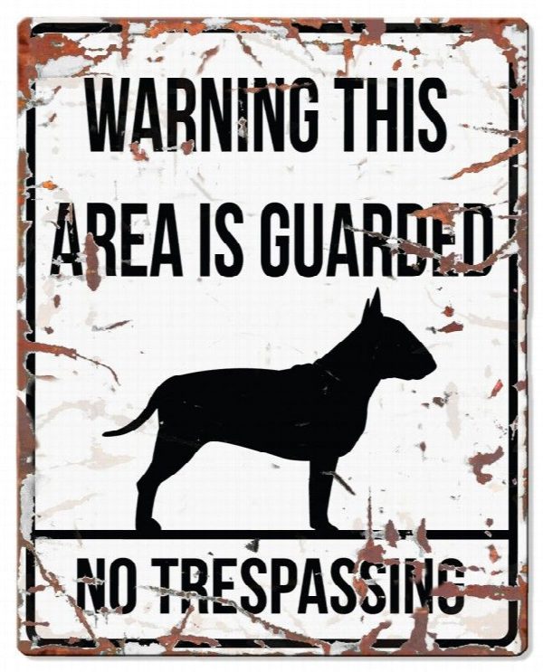 D&D - Waarschuwingsbord Square Bull Terrier (wit)