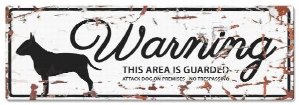 D&D - Waarschuwingsbord Bull Terrier (wit)